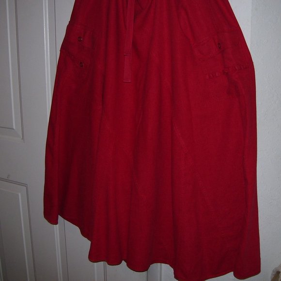 East Coast Red Maxi Linen Blend Skirt Size 24 - Picture 11 of 12
